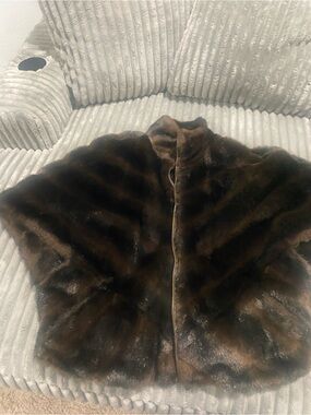 Jones New York Dark Brown Faux Fur Collar Coat